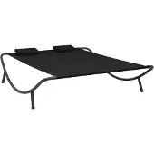 vidaXL Bain de soleil de jardin tissu noir