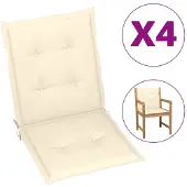 vidaXL Coussin pour chaise de jardin à dossier bas 4 pcs. Crème 100x50x3 cm