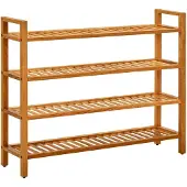 vidaXL Étagère à chaussures à 4 niveaux 100x27x80 cm Chêne massif