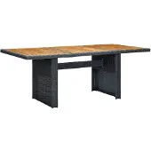 vidaXL Table de jardin gris foncé Poly rotin et bois massif d'acacia