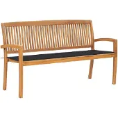 vidaXL Banc de jardin empilable avec support 159 cm bois massif teck