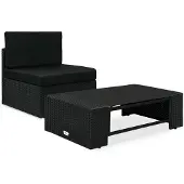 vidaXL Ensemble de salon de jardin 2 pièces poly rotin noir