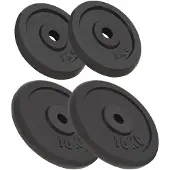 vidaXL Disques d'haltères 4 pièces 2x10 kg+2x5 kg en fonte