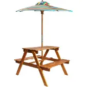 vidaXL Kinder-Picknicktisch Sonnenschirm 79x90x60cm Massivholz Akazie