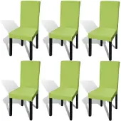 vidaXL Housse de chaise droite extensible 6 pcs vert
