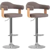 vidaXL 2 pcs. Tabouret de bar bois courbé et tissu taupe