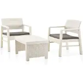 vidaXL Salon de jardin 3 pcs Plastique Blanc