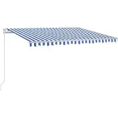 vidaXL Store manuel rétractable avec LED 450x350 cm bleu et blanc