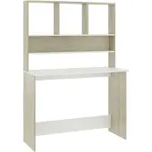 vidaXL Bureau avec étagères Blanc Chêne Sonoma 110x45x157 cm