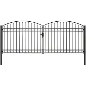 vidaXL Portillon double porte avec dessus arqué Acier 400x175 cm Noir
