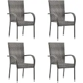 vidaXL Chaise de jardin Empilable Poly Rattan Chaise de jardin
