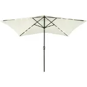 vidaXL Parasol avec LED et mât en acier Blanc sable 2x3 m