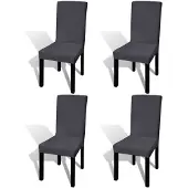 vidaXL Housse de chaise droite extensible 4 pcs anthracite
