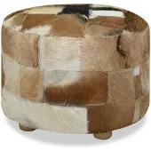 vidaXL Pouf cuir de chèvre Rond 50 x 50 x 45 cm