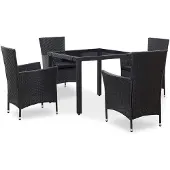vidaXL Ensemble de jardin 5 pièces Poly rotin noir