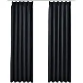 vidaXL Rideaux occultants avec crochets 2 pcs Noir 140x225 cm
