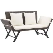 vidaXL Banc de jardin avec coussins 176 cm brun Poly rotin