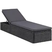 vidaXL Bain de soleil Poly rotin noir et gris foncé