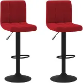 vidaXL Tabouret de bar 2 pcs. Velours rouge vin