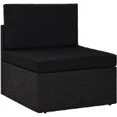 vidaXL Canapé central modulaire Poly rotin noir