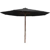 vidaXL Parasol avec mât en bois 350 cm noir