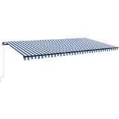 vidaXL Store manuel rétractable avec LED 600x300 cm bleu & blanc