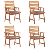 vidaXL Garten-Essstühle 4 Stk. mit Kissen Massivholz Akazie