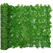 vidaXL Pare-vue de balcon avec feuilles vertes 300x100 cm