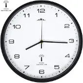 vidaXL Horloge murale radio à quartz 31 cm Blanc & Noir