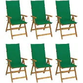 vidaXL Chaises de jardin pliantes 6 pcs. avec coussins en bois massif d'acacia