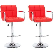 vidaXL Tabouret de bar 2 pcs. Simili cuir rouge