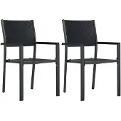 vidaXL Chaises de jardin 2 pcs. noir plastique aspect rotin