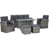 vidaXL Ensemble de canapé de jardin 18 pièces Poly rotin gris