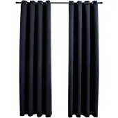 vidaXL Rideaux occultants avec anneaux en métal 2 pcs Noir 140x225 cm