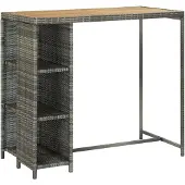 vidaXL Table de bar avec étagère Gris 120x60x110 cm Poly rotin