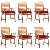 vidaXL 3078371, Terrasse, Siège rembourré, Acacia, Rouge, Polyester, 560 mm