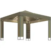 vidaXL Pavillon avec double toit & guirlande lumineuse LED 3x3x2,7 m Taupe