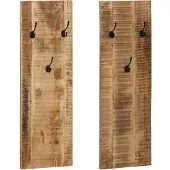 vidaXL Porte-manteau mural 2 pcs Bois de manguier massif 36x110x3 cm
