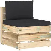 vidaXL Canapé central modulaire avec coussin vert Bois imprégné