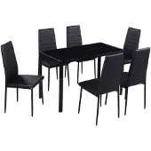 vidaXL Ensemble de table à manger 7 pièces noir