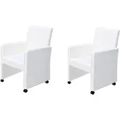vidaXL Chaise de salle à manger 2 pcs. Blanc Similicuir