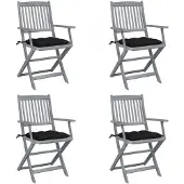 vidaXL Chaises de jardin pliantes 4 pièces avec coussins en bois massif d'acacia