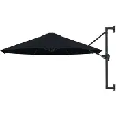 vidaXL -Parasol mural avec mât métallique 300 cm noir