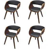 vidaXL Chaises de salle à manger 4 pcs. Marron Bois courbé et similicuir