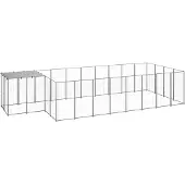 vidaXL Chenil Argenté 10,89 m² Acier