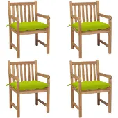 vidaXL Chaises de jardin 4 pcs. avec coussins vert clair teck massif