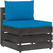 vidaXL Canapé central modulaire avec coussins Gris Bois imprégné