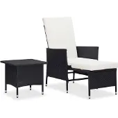 vidaXL Ensemble salon de jardin 2 pièces avec coussins Poly rotin noir