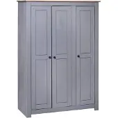 vidaXL Garde-robe 3 portes Gris 118x50x171,5 cm Pin Assortiment Panama