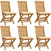 vidaXL Chaises de jardin avec coussins blanc crème 6 pcs. Bois massif teck